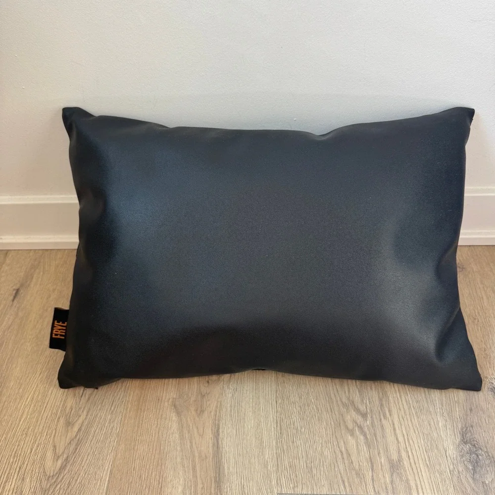 Frye Black Woven Faux Leather Decorative Throw Pillow Accent Home Decor 14